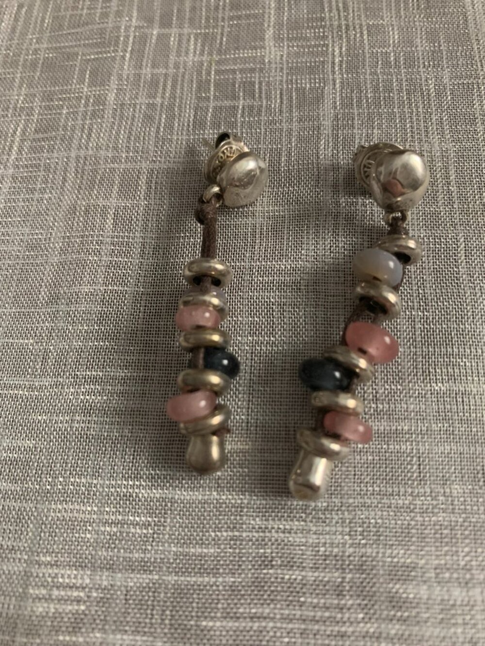 Uno De 50 Silver and Bead Dangle Earrings